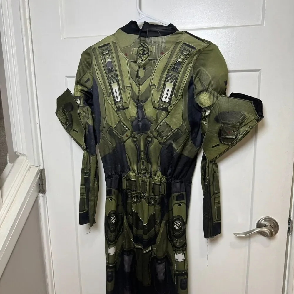 Halo Master Chief Costume Kids Boys XL Muscle Jumpsuit Mask Spartan Halloween